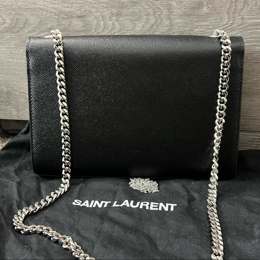 Black YSL purse with silver chain - Picture 5 of 6